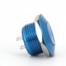 V&M 12mm Vandalen/Druck Taster, extrem kurz - 12,6 (14,6mm), 12V, 50mA - Blau