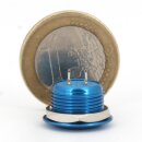 V&M 12mm Vandalen/Druck Taster, extrem kurz - 12,6 (14,6mm), 12V, 50mA - Blau