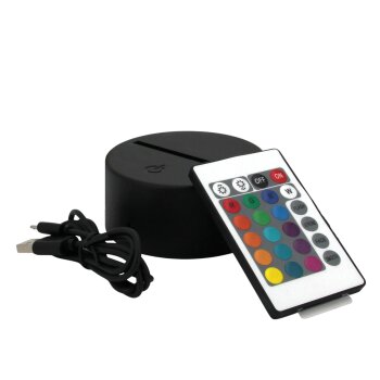 3D LED Night Light Lamp Base/Base, Black, 15 Colors, Remote Control